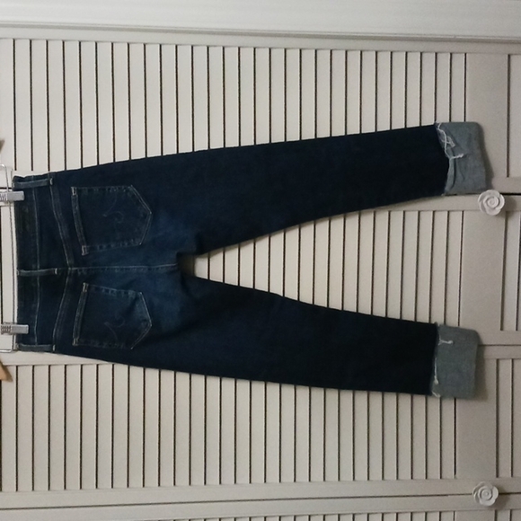 AG Adriano Goldschmied High Rise Stevie Cuff Slim Straight Blue Jeans, Size 25 - Picture 8 of 12